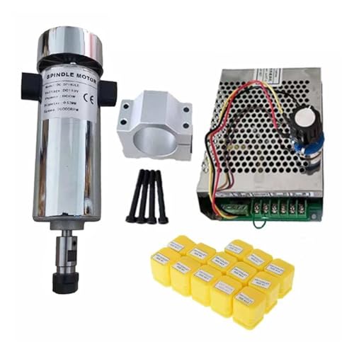 Luftgekühlter 0,8 kW DC110 V 20000 U/min CNC-Spindelmotor-Kit ER11/Spannfutter 800 W Spindelmotor + Netzteil Drehzahlregler for Gravieren(800W ER11 Set 4) von JOLIANE