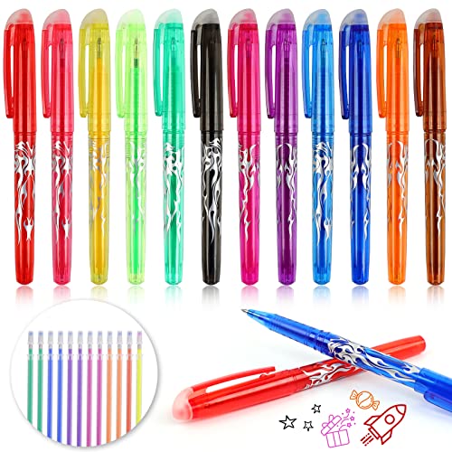 JOLIGAEA Radierbarer Kugelschreiber Set, 12 Farben Radierbar Tintenroller, 0,5mm Radierstift Set, Löschbare Gelstifte, Radierbarer Gelschreiber für Kinder, Studenten, Büro von JOLIGAEA