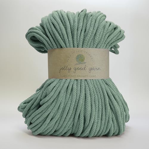 Jolly Good Yarn, geflochtenes Makramee-Seil, 5 mm, weiche recycelte Baumwolle, 100 m (500 g), Wand- und Pflanzenaufhänger, Textilschmuck, Dekorationen (Sidmouth Sea Green) von JOLLY