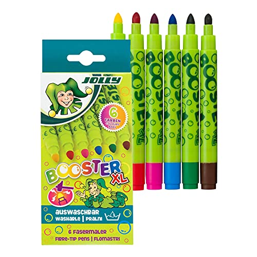 JOLLY Booster Kindersichere Fasermaler – 6er Set, Auswaschbar, Nachfüllbar, mit Austauschbaren Spitzen, Ideal für Kleinkinder & Malanfänger von JOLLY