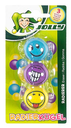 JOLLY Radierkugeln | Radierer mit lustigen Smileys | Qualitativ hochwertiger Radiergummi von JOLLY