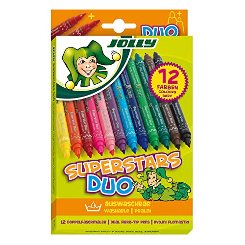 Jolly 4425-0001 Superstars Duo Filzstifte, Mehrfarbig (12er Pack) von JOLLY