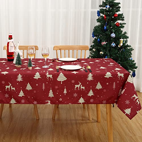 JOLLYTOP Tischdecke Weihnachten Tischtuch abwaschbar Wasserabweiseind Tischdecke mit Hirsh Waschbar Tischtuch für Küche Tafeldecke für Küche Tischdecke,137x179cm,Gold von JOLLYTOP