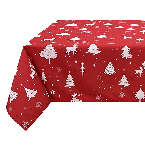 JOLLYTOP Tischdecke Weihnachten Tischtuch abwaschbar Wasserabweiseind Tischdecke mit Hirsh Waschbar Tischtuch für Küche Tafeldecke für Küche Tischdecke,137x179cm,Weiß von JOLLYTOP