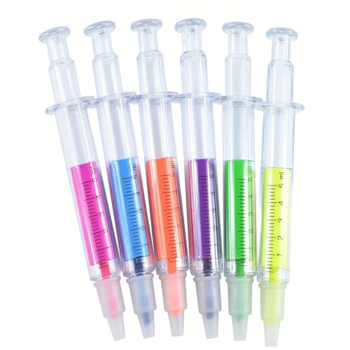 JOMPENS 6 Spritzen/Set, fluoreszierende Stifte, Spritzen, nadelförmige mechanische Farbstifte, Büro-Kugelschreiber, Schulmarkierungs-Schreibwerkzeuge von JOMPENS