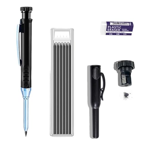 JOMPENS Druckbleistift-Set, 7 farbige Kerne, Spitzer, Radiergummi (1 schwarz) von JOMPENS