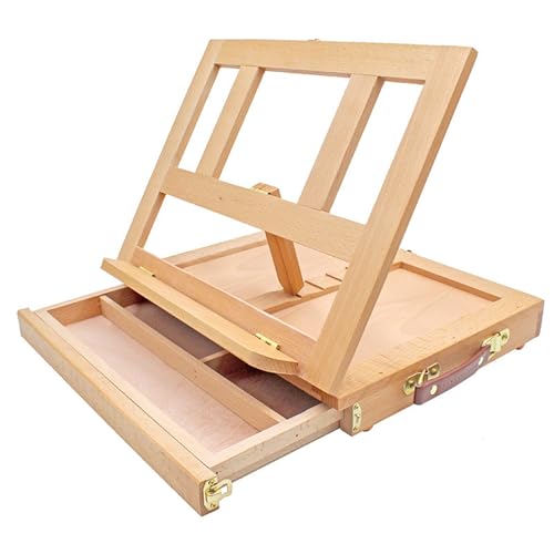 Tragbarer Zeichenkasten aus Holz mit einer Schublade, Skizzieren, Desktop-Staffelei, Malständer von JONBT