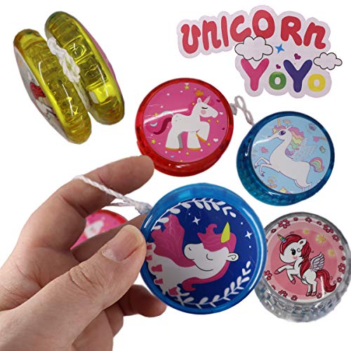 JONOTOYS 3X Einhorn Yoyo LED Licht JoJo Blinkend Bunt 5cm Motive Mitgebsel Tombola Kindergeburtstag von JONOTOYS