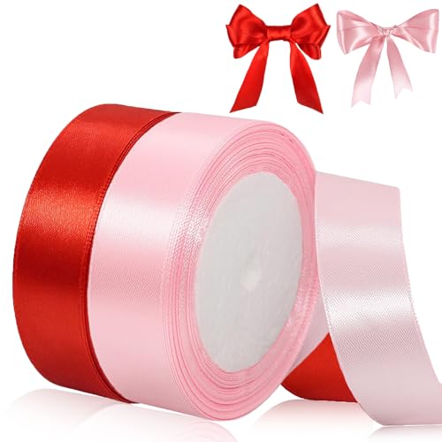 2 Rollen Satinband, 44m x 2cm Dekoration Geschenkband Fein Schleifenband, Dekoband für Geschenkverpackung, Brautstrauß, Basteln, Geburtstag, Hochzeit Dekoration von JOOTUEPO