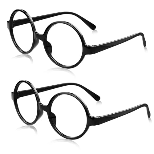 JOOTUEPO Spielzeugbrille, Retro Runde Brillen, Zauberer Brille Gläser mit Rundem Rahmen, Brillenrahmen ohne Linsen für Erwachsene und Kinder, Kostümzubehör für Halloween Karneval und Partys Cosplay von JOOTUEPO