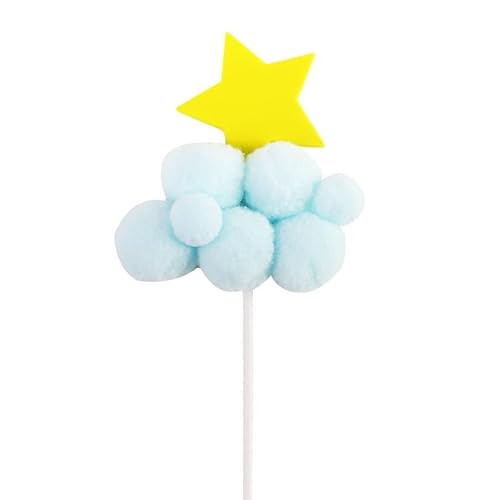 10 Stück Kugeln mit Stern Kuchen Topper für Baby-Dusche/Gender Reveal Party/Baby Party Fotostand Requisiten (Blau) von JORCEDI