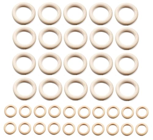 40 PCS 30mm 55mm Massivholz Ringe Natürliche Holzringe für Ring Anhänger und Verbinder Schmuckherstellung von JORCEDI