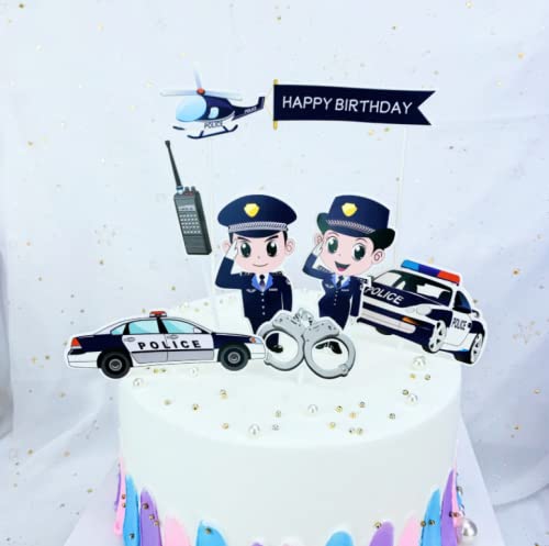 7 Stück Polizei Kuchen Topper Auto Kuchen Dekor Happy Birthday Polizist Geburtstag Party Dekorationen für Kinder Polizei Geburtstag Party Dekorationen von JORCEDI