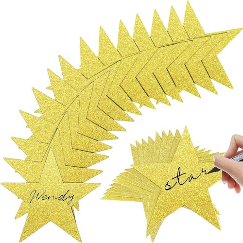 JORCEDI 100 Stück glitzernde Papierstern-Konfetti-Ausschnitte für Halloween, Geburtstag, Hochzeit, Festival, Party, DIY (Gold) von JORCEDI