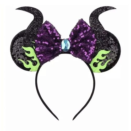 JORCEDI Deluxe-Ohren-Haarreif mit Maus, Maleficent, Halloween-Stirnband für Kostüm, Verkleidungszubehör, Halloween-Partygeschenk, Cosplay (01) von JORCEDI