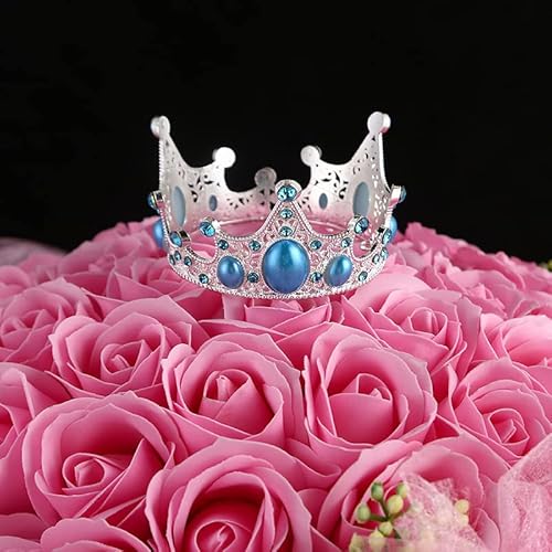 JORCEDI Krone Tortenaufsatz Tiara Strass Perle Haarschmuck für Hochzeitstag Kuchendekoration Babyparty Geburtstag Party Supplies von JORCEDI