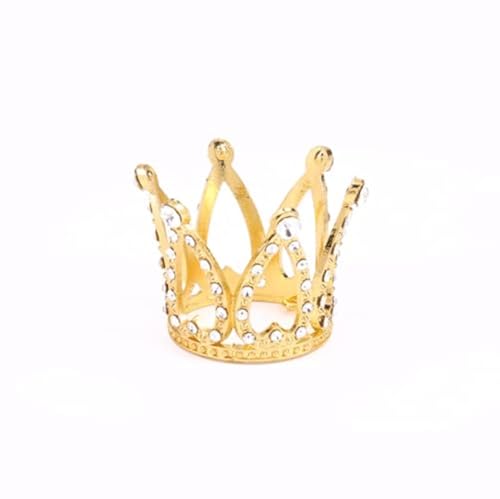 JORCEDI Mini Krone Prinzessin Topper Strass Tiara Ornamente Kuchen Dekoration für Babyparty Geburtstag Hochzeit Weihnachten Thema Party Foto Requisite Gold von JORCEDI