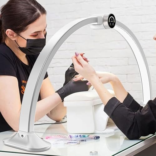 40 W Halbmond-Nagellicht, 3000–6000 K, faltbares Beauty-Fill-Licht mit Smart-Display, Arch Nail Tech-Tischlampe mit 3 Farbtemperaturen, 8 Sprachen und Uhranzeige, für Schönheitssalons, Salons, Hotels von JOSBY