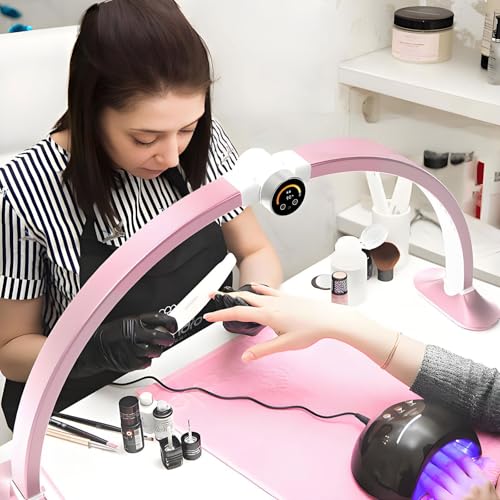 40 W Halbmond-Nagellicht, 3000–6000 K, faltbares Beauty-Fill-Licht mit Smart-Display, Arch Nail Tech-Tischlampe mit 3 Farbtemperaturen, 8 Sprachen und Uhranzeige, für Schönheitssalons, Salons, Hotels von JOSBY