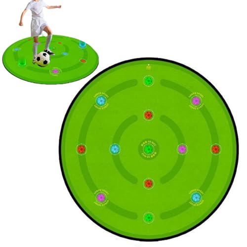 Tragbare Fußball-Agile-Trainingsmatte, rutschfester Sport-Fitness-Lichttrainer mit 1,4 m Durchmesser, 7 Trainingsmodi, mit 55 mm 13 Lichtern (4 Farben), körperliche Trainingsausrüstung für Spieler von JOSBY