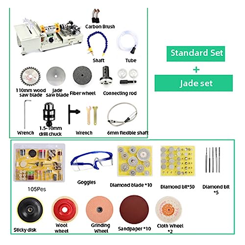 850W Jade Poliermaschine 5 IN 1 Mini Tischkreissäge Desktop Poliermaschine DIY Holzbearbeitung Schmuck Tischschleifer Polierer für Schmuckwerkzeuge, Schmuckzubehör(Generation 2) von JOXLOVER