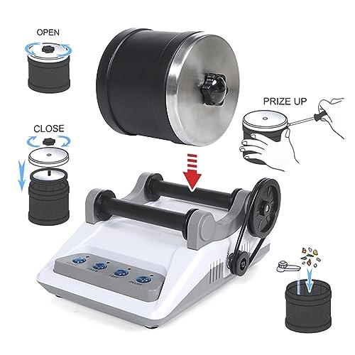 JOXLOVER Rock Tumbler Kit DIY elektrisches Rock Tumbler Spielzeug mit groben Edelsteinen Polierkörnern for Erwachsene Kinder Poliermaschine für Schmuckwerkzeuge, Schmuckzubehör von JOXLOVER