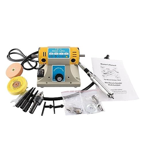 JOXLOVER Schmuck Rock Edelstein Polieren Puffer Maschine Bench Drehmaschine Polierer 350W Elektrische Mühle Schleifmaschine Polierer Werkzeug Kits für Schmuckwerkzeuge, Schmuckzubehör(Plug) von JOXLOVER