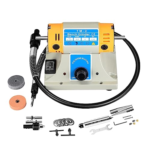 Schmuck Rock Edelstein Polieren Puffer Maschine Bench Drehmaschine Polierer 350W Elektrische Schmuck Rock Grinder Mühle Schleifmaschine für Schmuckwerkzeuge, Schmuckzubehör(Plug(1typeC-1USB)) von JOXLOVER