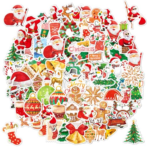 Glitzer Aufkleber Weihnachten, 200 Stile Frohe Weihnachten Sticker, Weihnachtsaufkleber Selbstklebend Wasserdichte Geschenkaufkleber Weihnachten für Weihnachtskarten Geschenke von JOYEASE