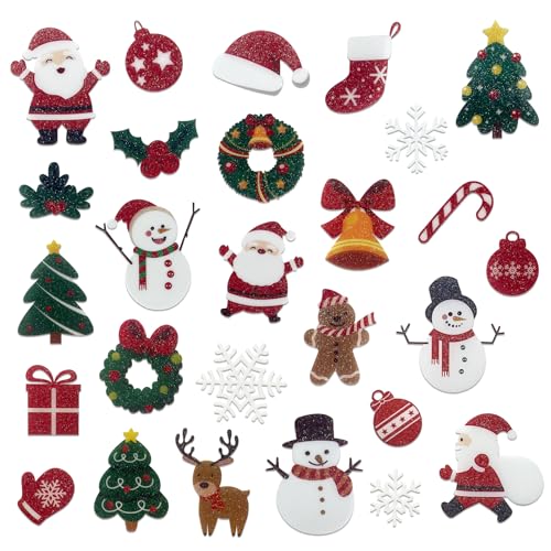 JOYEASE Weihnachts Sticker Set, 270 Glitzer Sticker Aufkleber Weihnachten, Bunte Motiv Weihnachtssticker Selbstklebend Weihnachtsdeko für Pakete, Briefe und Geschenke(10 Bogen) von JOYEASE