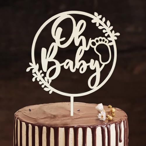 Oh Baby Cake Topper Holz, Oh Baby Tortendeko für Babyparty Baby Shower Deko, Gender Reveal Partydeko, Windeltorte Deko von JOYEASE