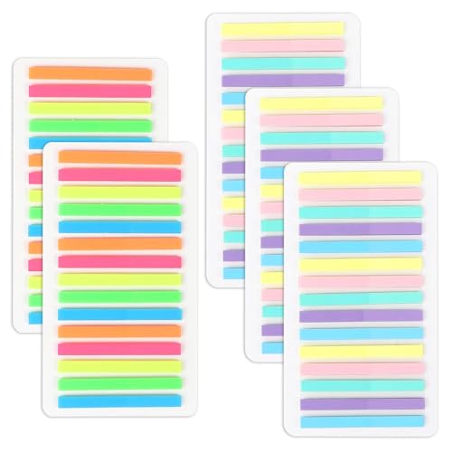 2 Stile Haftnotizen Tabs zum Text Markieren Schmal Lang Transparente Haftnotizen Selbstklebende Pastell Haftstreifen für Büro Schule Zuhause (Farbig+Pastell) von JOYIAL