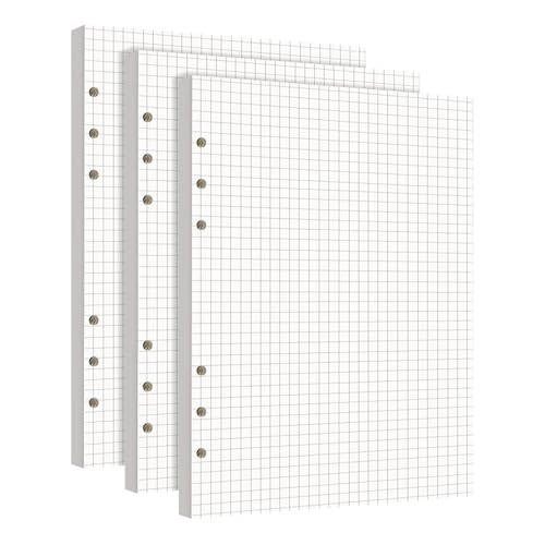 3 Packungen A5 Nachfüllpapier 6 Löcher Papier Kariert 14.5x 21cm Nachfüllbar Notizpapier 180 Blatt Ordnerfüllpapier für A5-Ringbuch für Notizbuch Tagbuch Skizze Malerei von JOYIAL