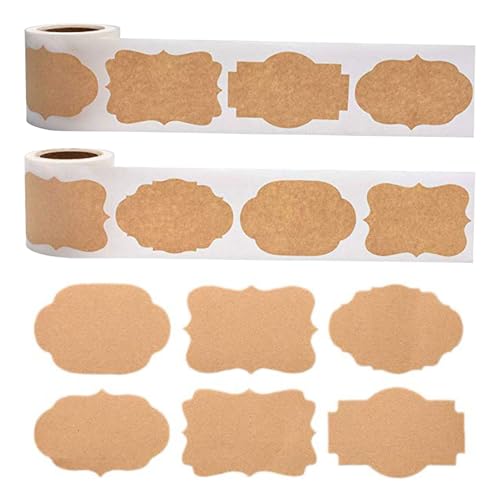 600 Stück Kraft Paper Etiketten Selbstklebend Kraft Etiketten Aufkleber Handmade Aufkleber zum beschriften Selbstklebende Etiketten zum Beschriften für Marmeladenflaschen Geschenkverpackung (2 Rollen) von JOYIAL