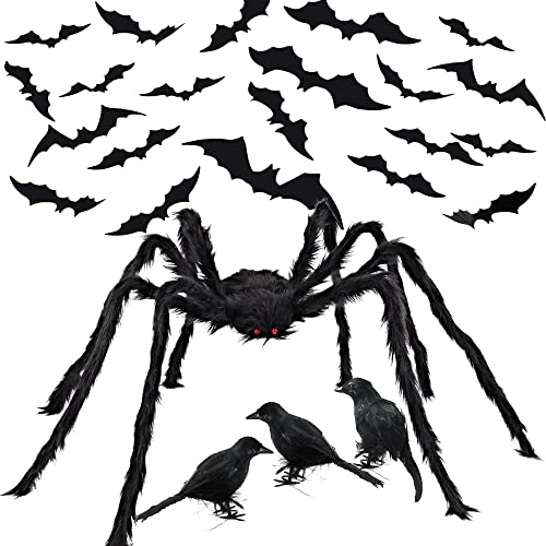 Halloween-Dekorationsset, 30 Stück 3D-Fledermaus-Aufkleber, 3 Krähen und Spinne für DIY-Wandaufkleber, Badezimmer, Halloween, Partyzubehör, Halloween-Fledermaus, Wanddekoration, Zimmerdekoration von JOYIN