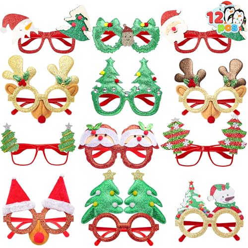 JOYIN 12 Stück Weihnachtsbrillen Rahmen Kostüm Brillen für Weihnachten Party Supplies und Party Favors von JOYIN