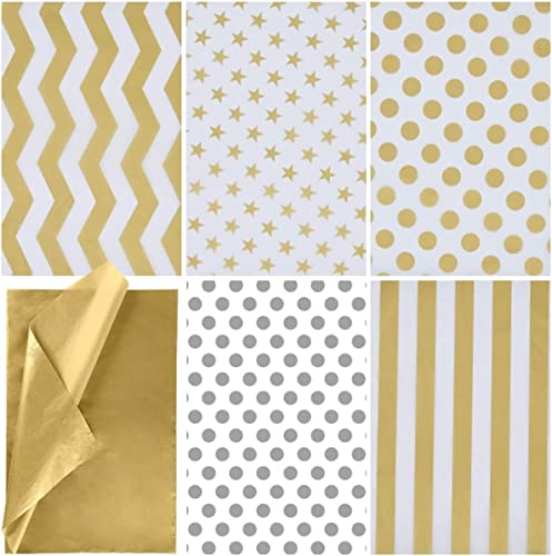 JOYIN 150 Stück Weihnachten Metallic Silber Gold Seidenpapier (50,8 x 50,8 cm) Weihnachtsgeschenkverpackung Geschenkpapier für Party Zubehör Geschenktasche Weihnachtsgeschenke von JOYIN