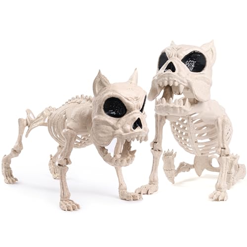 JOYIN 2 Pcs 30,5 cm Halloween Skelett Hundeskelett für Halloween Dekoration Hundeknochen aus Kunststoff mit Gelenken für Requisiten, gruselige Szenen von JOYIN