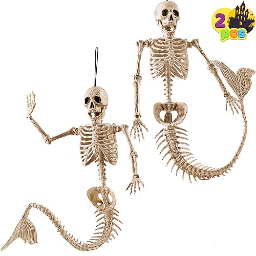 JOYIN 2 Stück 50,8 cm Halloween Meerjungfrau Skelett Kunststoff Knochen mit beweglichen Gelenken für drinnen und draußen Gruselszene Party Gastgeschenke Dekoration von JOYIN