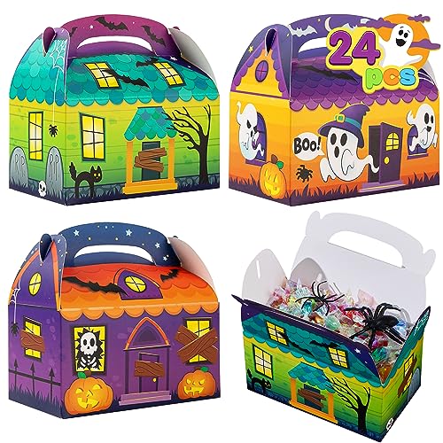 JOYIN 24 Stück 3D Halloween Haus Karton Goodie-Boxen (14,2 x 8,1 x 14,2 cm) für Halloween Süßes oder Saures, Cupcakes, Kekse, Goodie, Donuts von JOYIN