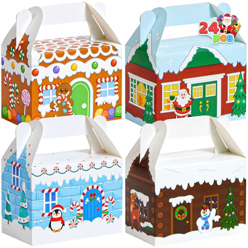 JOYIN 24 Stück 3D Weihnachten Geschenkboxen, Geschenkschachtel Süßigkeiten, Kuchen, Schokolade, Plätzchen, Kekse Karton für Weihnachten, Geschenkverpackung von JOYIN