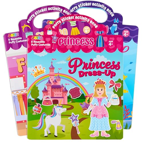 JOYIN 3 Sets Sticker Activity Bücher, Prinzessin Dress-Up, 208 Pcs Wiederverwendbare wasserdichte Sticker Bücher für Kinder ab 3+ von JOYIN