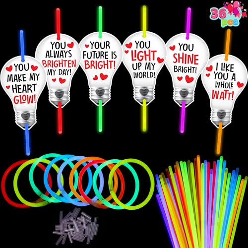JOYIN 36 Packungen Neon-Leuchtmittelkarten mit Leuchtstäben, leuchtende Halsketten für Valentinstag, Party, Valentinstag, Klassenzimmer, Austauschkarten, Valentinstags-Schulpreis JOYIN 36 Packungen Neon-Leuchtmittelkarten mit Leuchtstäben, leuchtende Halsketten für Valentinstag, Party, Valentinstag, Klassenzimmer, Austauschkarten, Valentinstags-Schulpreis von JOYIN