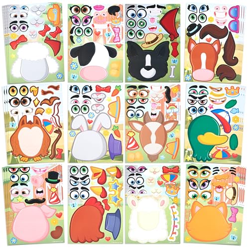 JOYIN 36 Stück Tier Aufkleber Kinder, Sticker Aufkleber Set, Make-a-Face Aufkleber, Kleine Geschenke für Kinder, Kindergeburtstag Gastgeschenke, Mitgebsel Kindergeburtstag ab 3 Jahren(Bauernhof-Tier) von JOYIN