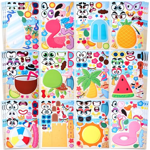 JOYIN 36 Stück Tier Aufkleber Kinder, Sticker Aufkleber Set, Make-a-Face Aufkleber, Kleine Geschenke für Kinder, Kindergeburtstag Gastgeschenke, Mitgebsel Kindergeburtstag ab 3 Jahren(Sommer) von JOYIN