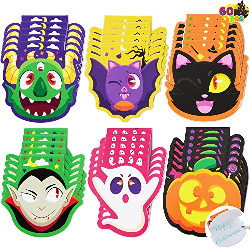 JOYIN 60 Pcs Halloween Mini Notizblock Set (6 Designs), Halloween gruselige Charaktere Notizblöcke Mini Notizbücher für Kinder Halloween Party Zubehör, Trick oder behandelt Taschen Füller, 6.35cm von JOYIN