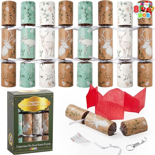 JOYIN 8 Stück Weihnachten Party Favor Non-Snap Party Tischgeschenke mit Rentier Design Holiday Party Favor Supplies für Kinder und Erwachsene, Weihnachtsfeiern, Abendessen und Feiertage von JOYIN