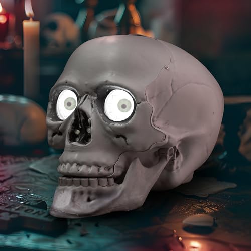 JOYIN Halloween Totenkopf Tischdekoration, gruseliger Totenkopf Tischaufsatz mit blinkenden Augen und beweglichen Augäpfeln für Halloween Party Dekoration Spukhaus Deko von JOYIN