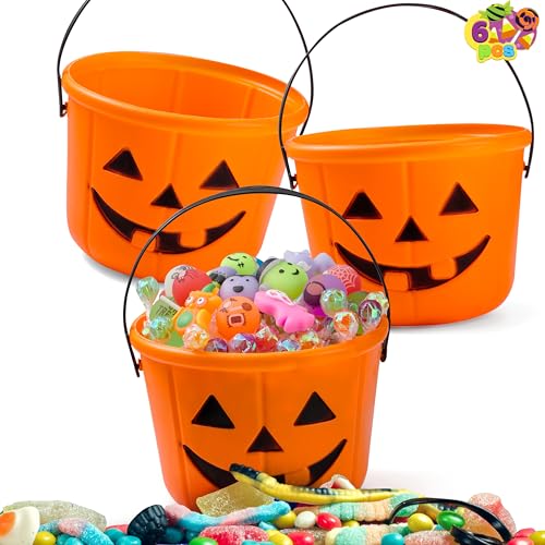 JOYIN Halloween Trick or Treat Eimer kürbis Jack o Lantern Halloween Party Supplies kürbis süßigkeiten Korb mit Griff Eimer (6-Pack) von JOYIN