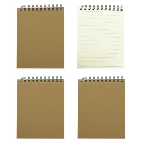 JOYISEN 4 Stück Notizbuch A6 Kleines Liniert A6 Spirale Notizblock 80 Blätt/160 Seiten Notizheft A6 Journal Tagebuch Schreibblock Zeichenblock für Büro und Schule (Beige) von JOYISEN